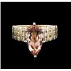 Image 1 : 14KT Yellow and White Gold 3.18ct Morganite and Diamond Ring