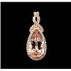 Image 1 : 14KT Rose Gold 3.40ct Morganite and Diamond Pendant