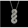 Image 1 : 14KT White Gold 0.84ctw Diamond Pendant With Chain