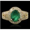 Image 1 : 14KT Yellow Gold 2.05ct Emerald and Diamond Ring