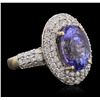 Image 2 : 14KT Two-Tone Gold 5.40ct Tanzanite and Diamond Ring