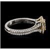 Image 3 : 18KT Two-Tone Gold 0.83ctw Fancy Yellow Diamond Ring