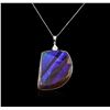 Image 2 : 14KT White Gold 59.08ct Opal and Diamond Pendant With Chain