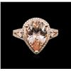 Image 1 : 14KT Rose Gold 3.97ct Morganite and Diamond Ring