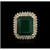 Image 1 : 14KT Yellow Gold GIA Certified 25.52ct Emerald and Diamond Ring