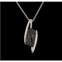 1.34ctw Black Diamond Pendant With Chain - 18KT White Gold