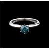 Image 1 : 14KT White Gold 0.68ct Round Cut Fancy Blue Diamond Solitaire Ring
