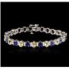 Image 1 : 14KT White Gold 16.52ctw Sapphire and Diamond Bracelet