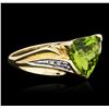 Image 2 : 14KT Yellow Gold 3.00ct Peridot and Diamond Ring