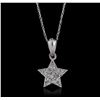 Image 1 : 14KT White Gold 0.10ctw Diamond Pendant With Chain