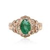 Image 1 : 14KT Rose Gold 1.36ct Emerald and Diamond Ring