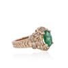 Image 2 : 14KT Rose Gold 1.36ct Emerald and Diamond Ring