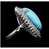 Image 3 : 14KT White Gold 23.00ct Turquoise and Diamond Ring