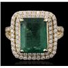 Image 1 : 14KT Yellow Gold 5.24ct Emerald and Diamond Ring