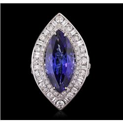 18KT White Gold GIA Certified 10.54ct Tanzanite and Diamond Ring