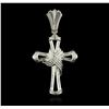 Image 1 : 14KT White Gold 1.17ctw Diamond Cross Pendant