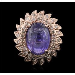 14KT Rose Gold 8.53ct Tanzanite and Diamond Ring