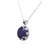 Image 3 : 14KT White Gold 14.44ctw Sapphire and Diamond Pendant With Chain