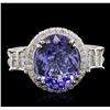 Image 1 : 14KT White Gold 4.24ct Tanzanite and Diamond Ring