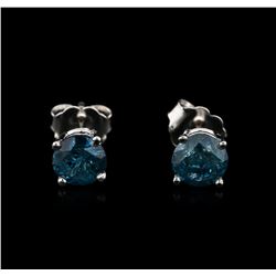 14KT White Gold 1.29ctw Fancy Blue Diamond Stud Earrings