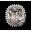 Image 1 : 14KT Yellow Gold GIA Certified 9.79ct Kunzite and Diamond Ring