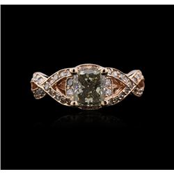 14KT Rose Gold 1.78ctw Fancy Green Diamond Ring