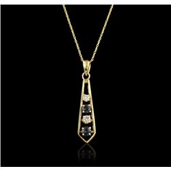 14KT Yellow Gold 0.10ctw Sapphire and Diamond Pendant With Chain