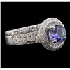 Image 2 : 14KT White Gold 0.78ct Tanzanite and Diamond Ring