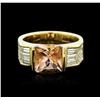 Image 1 : 18KT Yellow Gold 2.87ct Morganite and Diamond Ring