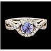 Image 1 : 14KT White Gold 0.90ct Tanzanite and Diamond Ring