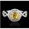 Image 1 : 14KT White Gold 0.81ct Citrine and Diamond Ring