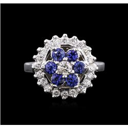 14KT White Gold 0.72ctw Sapphire and Diamond Ring