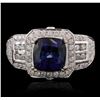 Image 1 : 14KT White Gold 3.23ct Sapphire and Diamond Ring