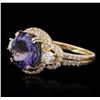 Image 2 : 14KT Yellow Gold 4.48ct Tanzanite and Diamond Ring