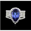 Image 1 : 18KT White Gold 3.66ct Tanzanite and Diamond Ring