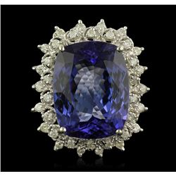 14KT White Gold 15.93ct GIA Certified Tanzanite and Diamond Ring