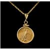 Image 2 : 14KT Yellow Gold American Eagle Coin Pendant With Chain
