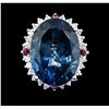 Image 1 : 14KT White Gold 27.92ct Topaz, Ruby and Diamond Ring