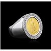 Image 2 : 14KT White Gold 0.28ctw Diamond Coin Ring
