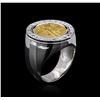 Image 3 : 14KT White Gold 0.28ctw Diamond Coin Ring