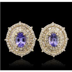 14KT Yellow Gold 1.88ctw Tanzanite and Diamond Stud Earrings