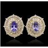 Image 1 : 14KT Yellow Gold 1.88ctw Tanzanite and Diamond Stud Earrings