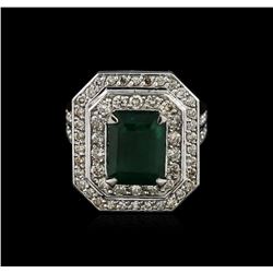 14KT White Gold 2.96ct Emerald and Diamond Ring