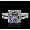 Image 1 : 18KT White Gold 0.83ct Tanzanite and Diamond Ring