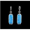 Image 1 : 14KT White Gold Turquoise and Diamond Earrings