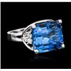 Image 2 : 14KT White Gold 6.00ct Topaz and Diamond Ring