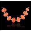 Image 2 : 14KT Yellow Gold 75.33ctw Coral and Diamond Necklace