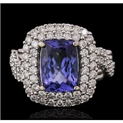 14KT White Gold 2.84ct Tanzanite and Diamond Ring