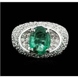 14KT White Gold 2.50ct Emerald and Diamond Ring