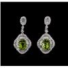 Image 1 : 18KT White Gold 3.28ctw Peridot and Diamond Earrings